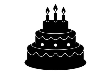 Birthday cake vector silhouette, birthday cake icon	
