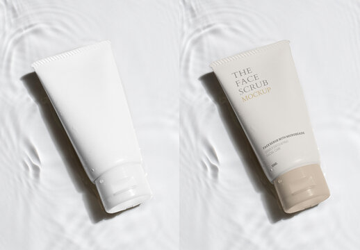 Skincare Product Packaging Flatlay Scrub Tube Mockup