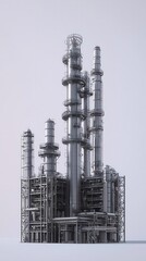 Obraz premium Refinery tower, industrial skyline, detailed structures, illustration