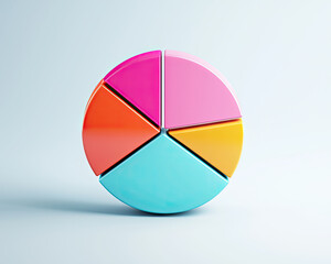 Fototapeta premium A colorful pie chart representation with bold segments, ideal for visualizing data and presentations in a modern style.