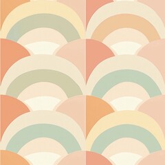 seamless pattern of intersecting arcs and triangles in soft retro tones