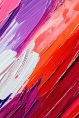 Vibrant Abstract Oil Painting with Bold Brush Strokes in Red, Orange, Purple, and White