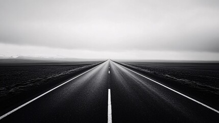 empty highway in black and white