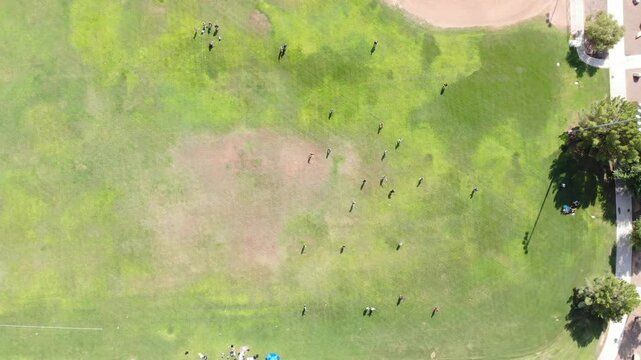 an aerial view of a soccer field 