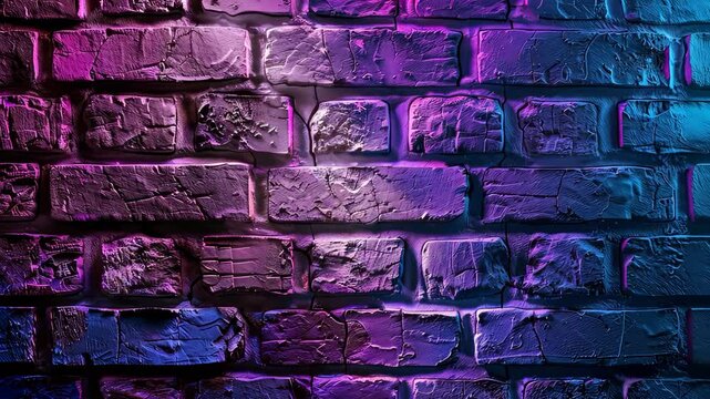 Colorful brick wall with neon lighting effects