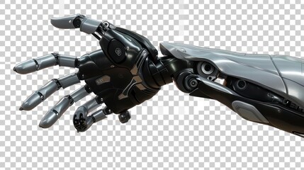 Robot hand isolate on transparency background PNG