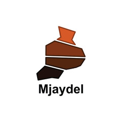 Simplified Map City of Mjaydel, geometric design with outline color style template