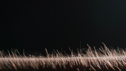 Macro shot of Hair Standing on End Against a Dark Background