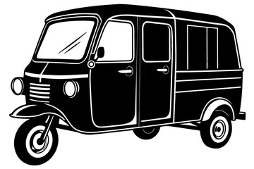 
Auto Rickshaw silhouette vector, Classic auto rickshaw icon
