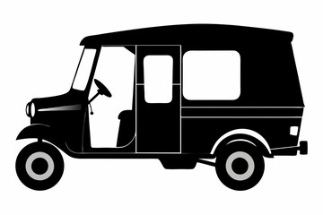 Obraz premium Auto Rickshaw silhouette vector, Classic auto rickshaw icon 