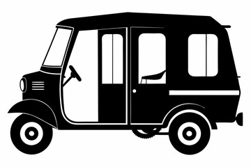 
Auto Rickshaw silhouette vector, Classic auto rickshaw icon
