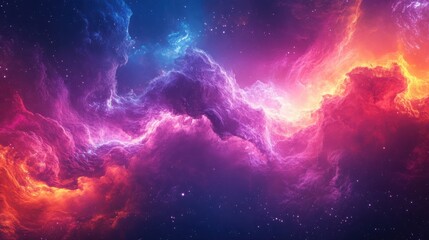 A stunning cosmic cloud illuminated with vibrant colors, showcasing the beauty of deep space and celestial phenomena.