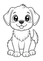 Obraz premium Vector Cute Dog Drawing for Children's Coloring Pages. Perfect for Fun, Engaging Activities. Dog, Vector, Coloring.Pages, Cute, Children