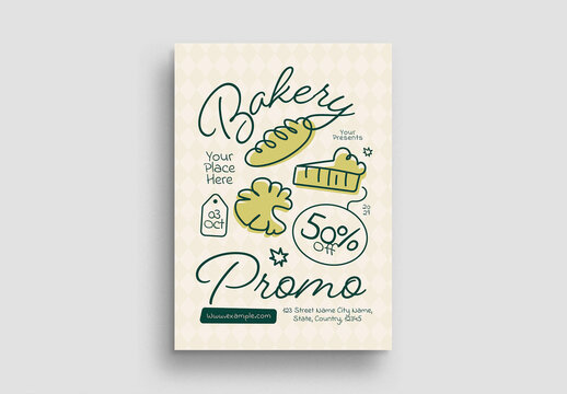 Yellow Hand Drawn Bakery Promo Flyer Layout