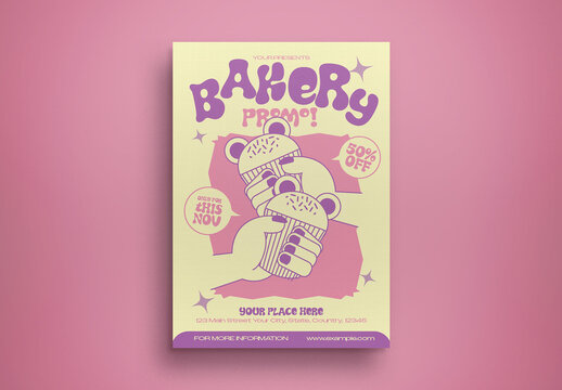 Pink Flat Design Bakery Promo Flyer Layout