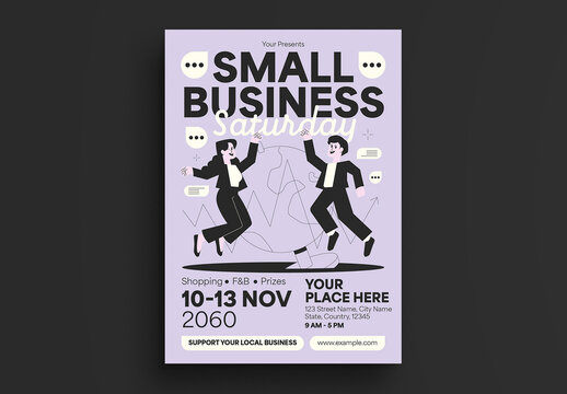 Purple Flat Design Small Business Saturday Flyer Layout