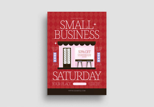 Red Elegant Small Business Saturday Flyer Layout