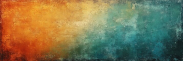 Obraz premium Abstract digital background featuring a rich textured gradient of vibrant orange blending into deep teal, creating a visually striking contrast perfect for contemporary design projects, modern art, an