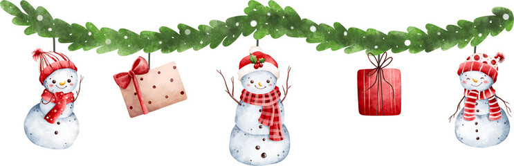 Watercolor Christmas Garland