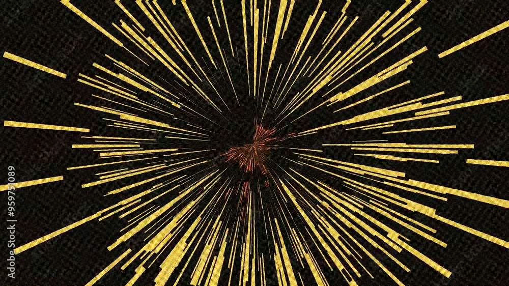Poster flashy colored energy lines and geometric shapes in fast animation and distortion effects