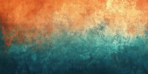 Abstract digital background featuring a rich textured gradient of vibrant orange blending into deep teal, creating a visually striking contrast perfect for contemporary design projects, modern art, an