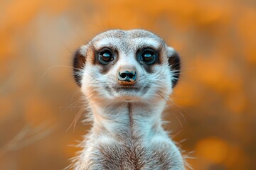 Fototapeta premium Charming Meerkat Portrait Against a Warm Background