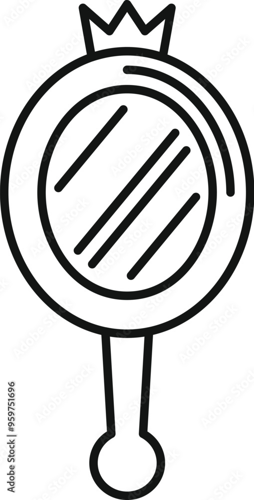 Poster simple vector icon of a hand mirror with crown, perfect for web and mobile apps