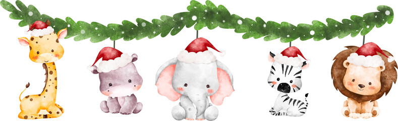 Watercolor Christmas Garland