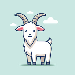 Adorable Cartoon Goat Illustration in Minimalist Style