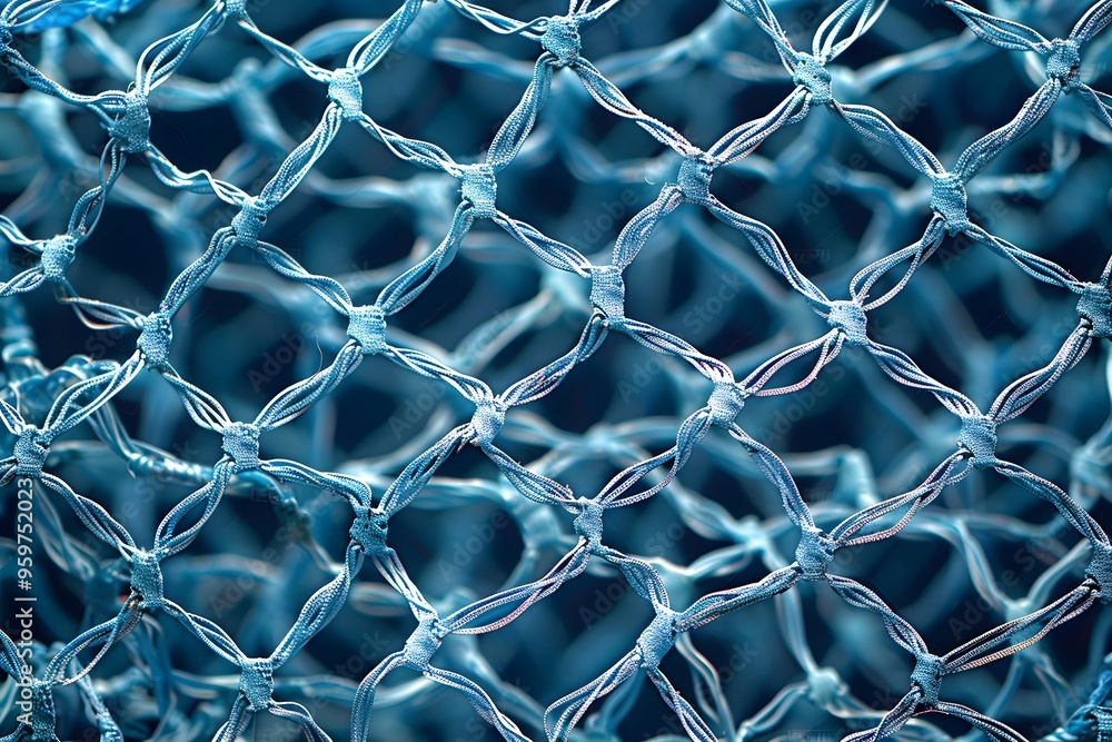 Poster intricate blue netting pattern close-up