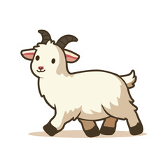 Adorable Cartoon Goat Illustration in Minimalist Style