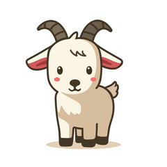 Adorable Cartoon Goat Illustration in Minimalist Style