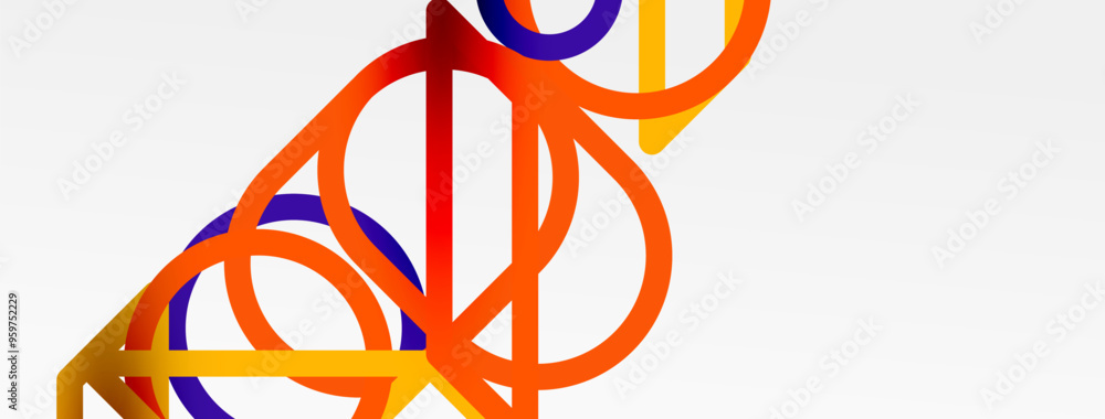 Poster abstract background - colorful circle lines technology or business digital template