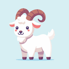Adorable Cartoon Goat Illustration in Minimalist Style