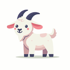 Adorable Cartoon Goat Illustration in Minimalist Style