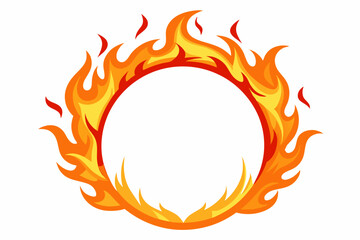 Circle Fire vector frame. burning circle flame frame vector illustration