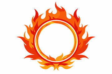 Circle Fire vector frame. burning circle flame frame vector illustration