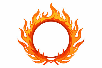 Circle Fire vector frame. burning circle flame frame vector illustration