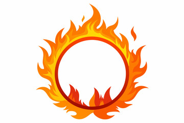Circle Fire vector frame. burning circle flame frame vector illustration