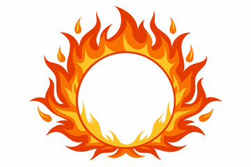 Circle Fire vector frame. burning circle flame frame vector illustration