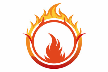 Circle Fire vector frame. burning circle flame frame vector illustration