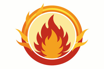 Fire and flames, burning circle flame frame vector illustration