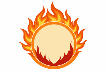 Fire and flames, burning circle flame frame vector illustration
