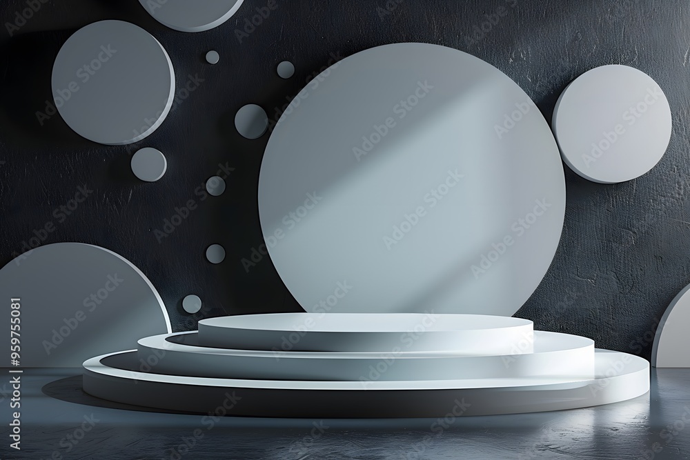 Poster modern minimalist stage design with circular elements