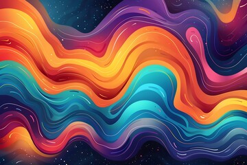Obraz premium Vibrant Abstract Waves in Cosmic Colors