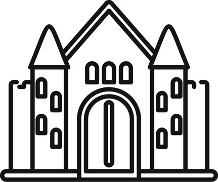recommend clip art: Simple line drawing of a medieval castle or fortress, evoking history, architecture, and tourism