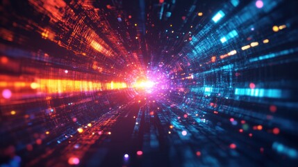 Naklejka premium A high-energy multimedia presentation background with digital animation effects and interactive elements