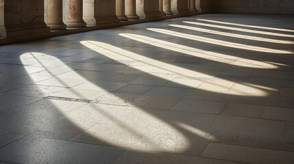  Abstract shapes of light and shadow on a floor