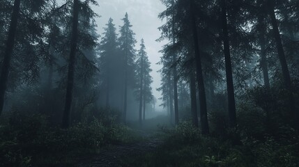 Obraz premium A dark misty forest