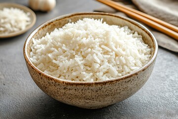 white rice in the bowl